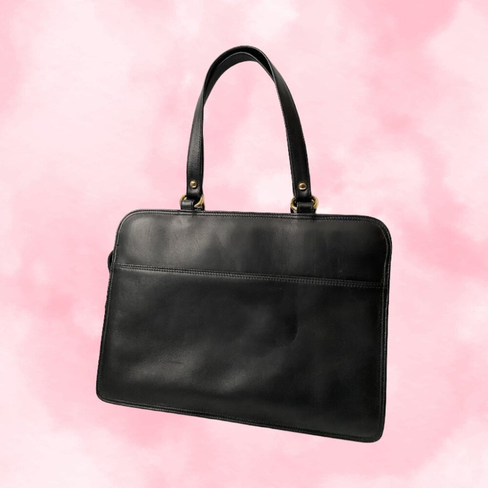 Vintage 90s Zenith Soft Quality Black Leather Shoulder Bag Briefcase Canadian
